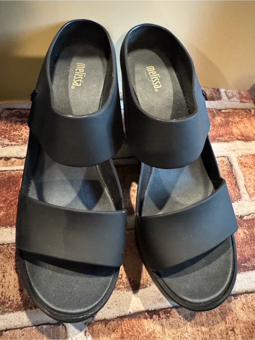 Melissa Black Double-Strap Platform Sandals